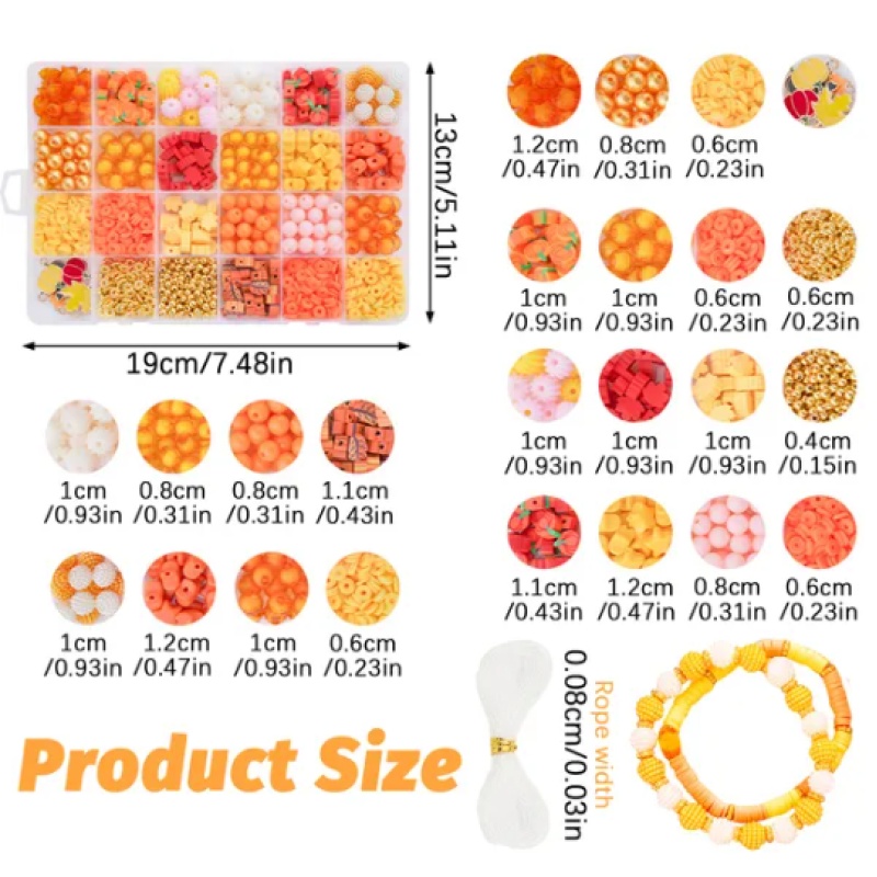 Fall Fruit Clay Bead Bracelet-Making Kit, 1510 Pcs