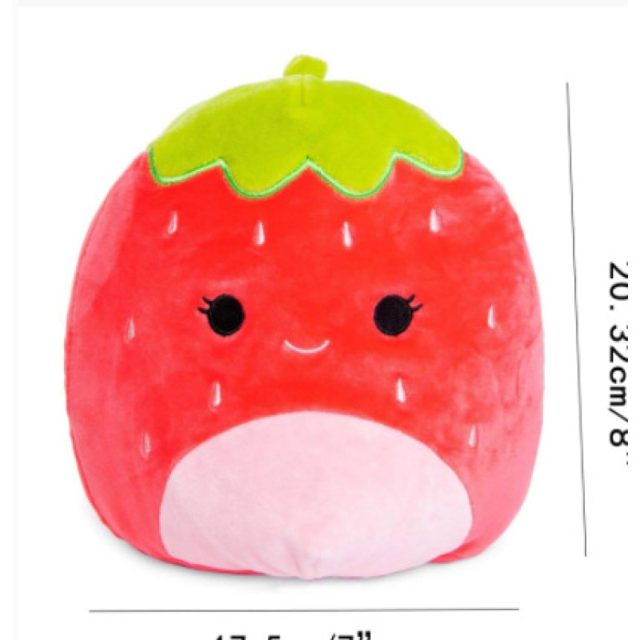 Round Strawberry Cushion Plush, 8 inch