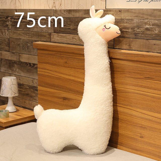 Fluffy White Alpaca Long Pillow Plush 75cm