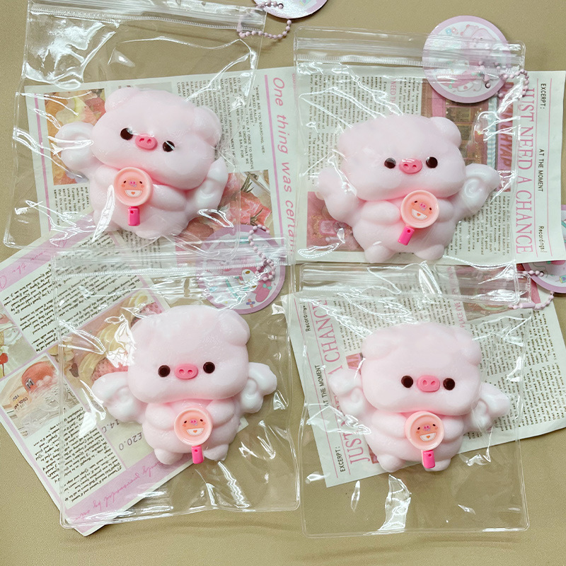 Pink Angel Pig Mochi Squishy Charm โ photo 4