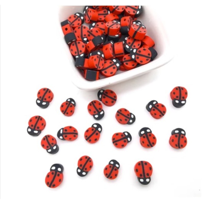 Ladybug Polymer Clay Slice Beads