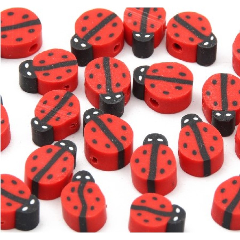 Ladybug Polymer Clay Slice Beads — photo 2