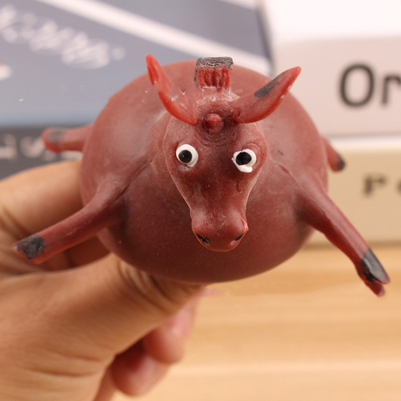 Squeeze-to-Inflate Cow Splat Stress Toy