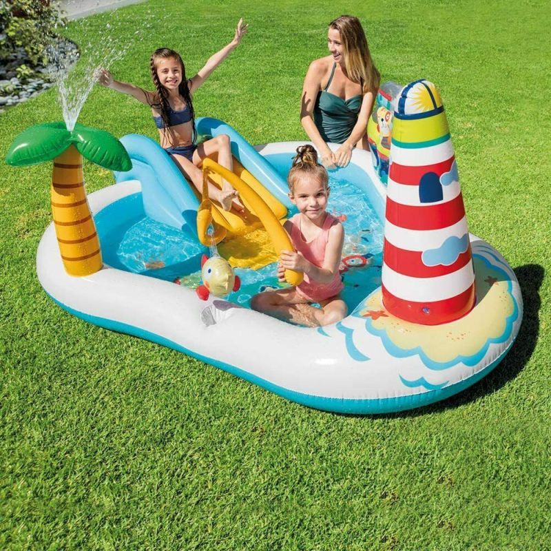Kids Lighthouse Splash Play Pool with Slide