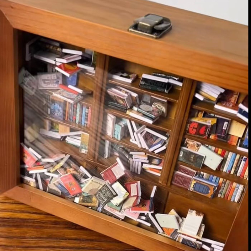 Miniature Library Bookshelf Desk Ornament
