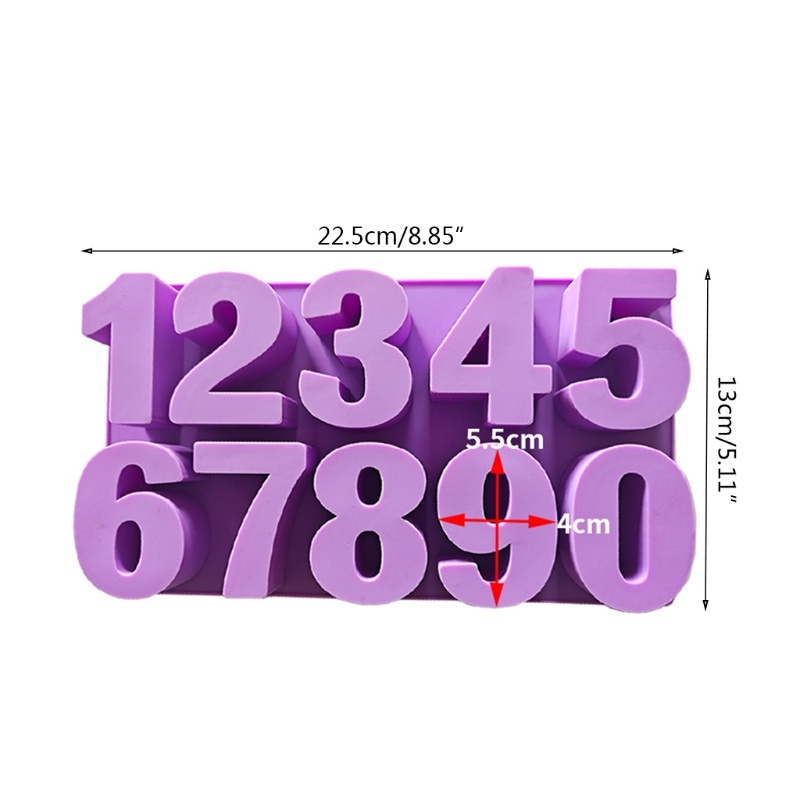 Large 3D Numbers 0-9 Silicone Resin Mold