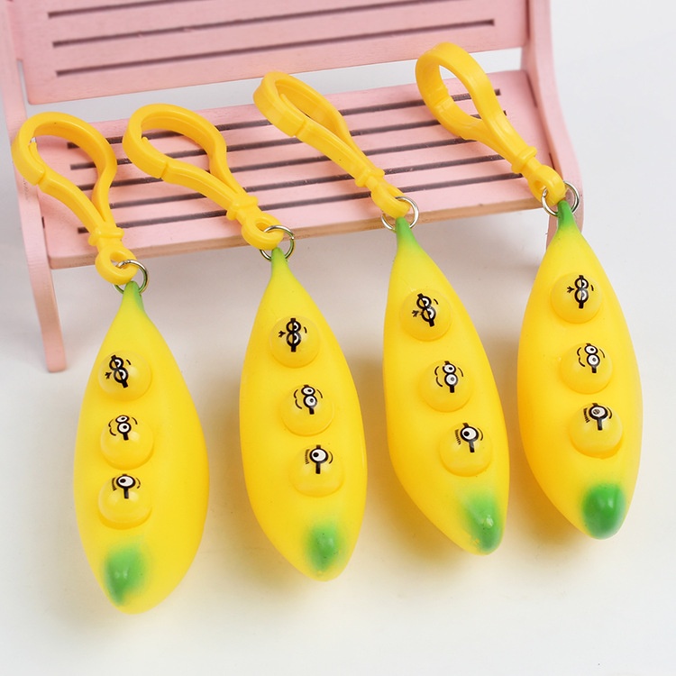 Peel-a-Banana Squeeze Bean Fidget Keychain