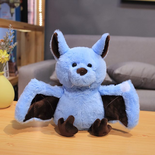 Fuzzy Grey Bat Plush With Spread Wings — photo 3