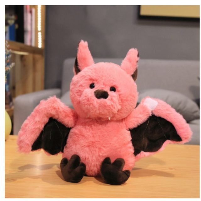 Fuzzy Grey Bat Plush With Spread Wings — photo 2
