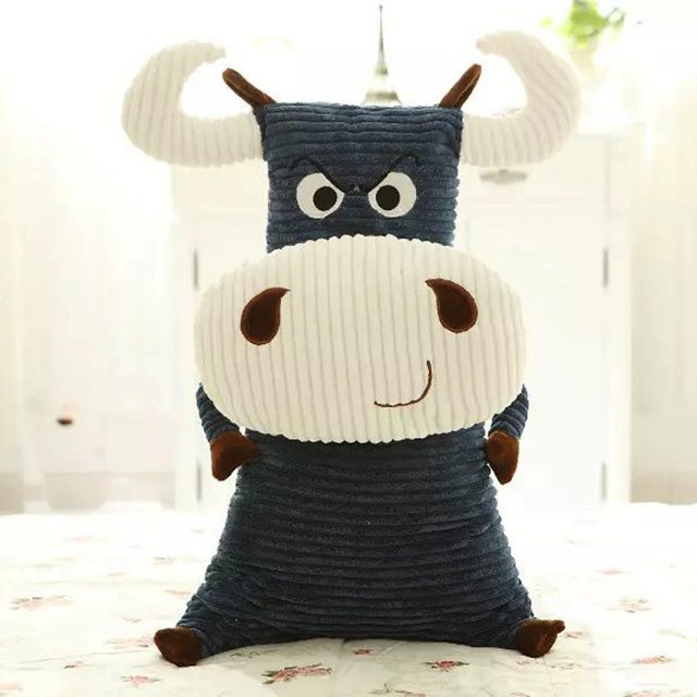 Grumpy Navy Corduroy Cow Plush