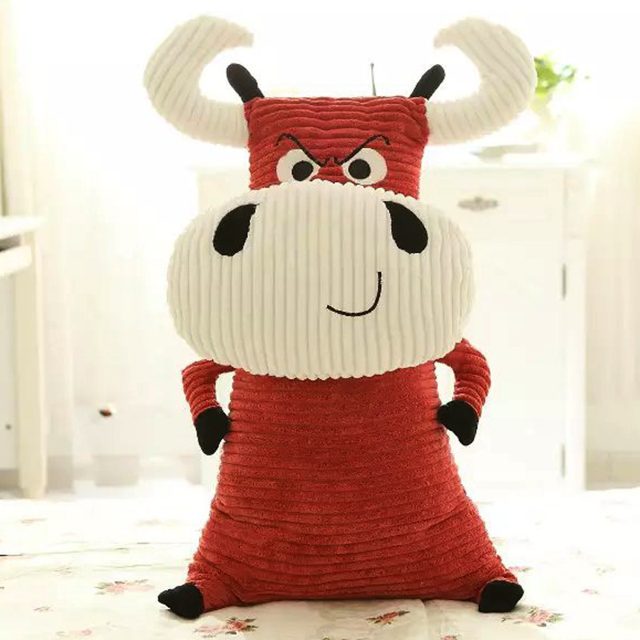 Grumpy Red Corduroy Bull Plush — photo 2