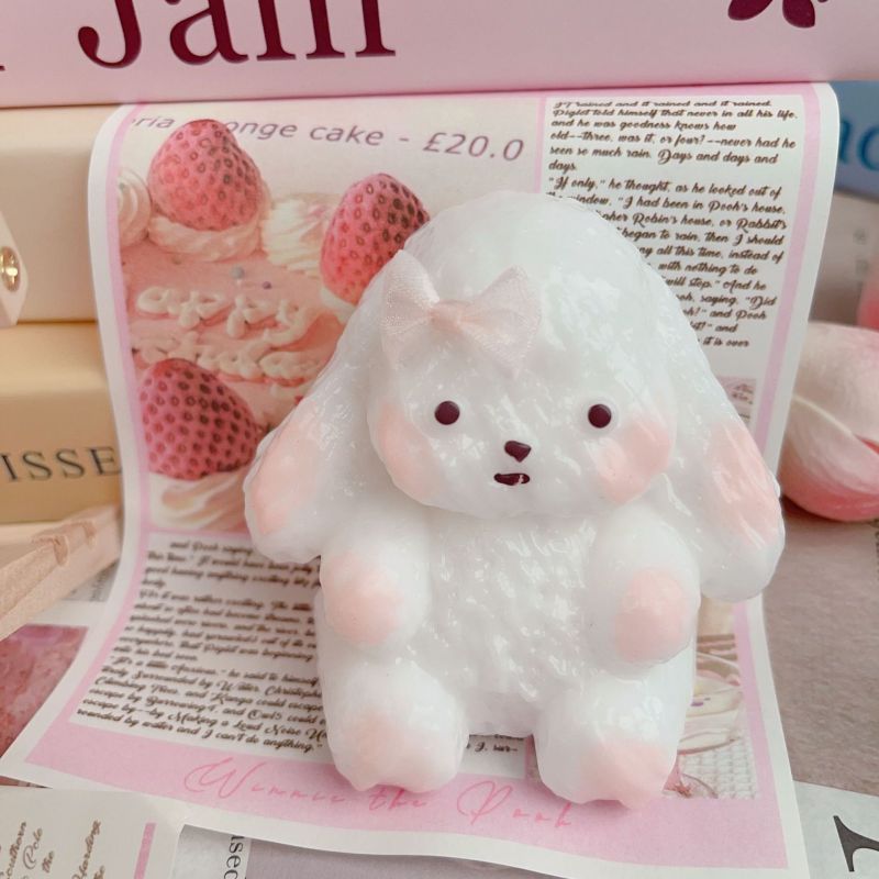 Fuzzy White Bunny Bag Charm Plush โ photo 2