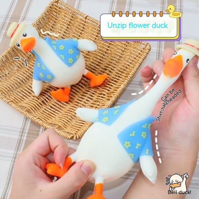 Floral-Dress Stretch Squish Duck