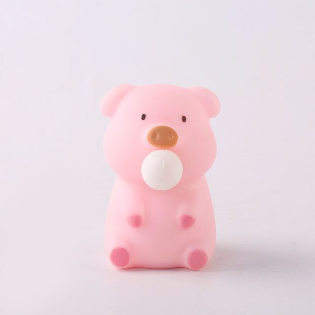 Bubble-Blowing Pink Bear-Pig Squeeze Toy