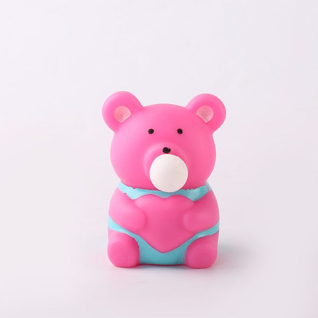 Bubble-Blowing Pink Heart Bear Squeeze Toy