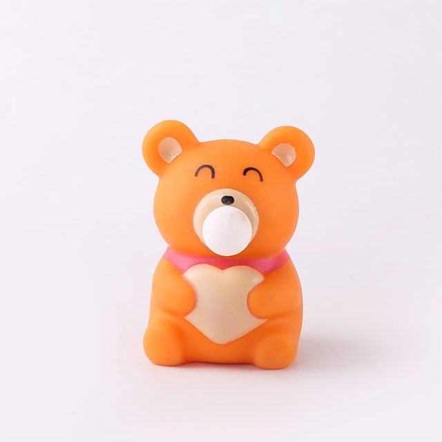 Bubble-Blowing Orange Bear With Cream Heart Squeeze Toy