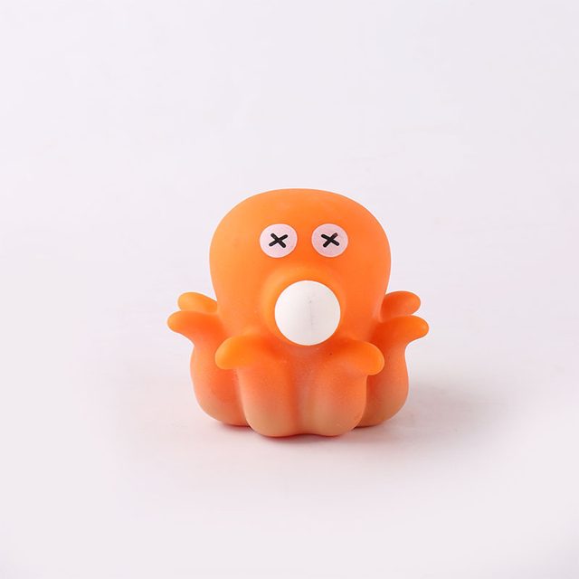Bubble-Blowing Orange Octopus Squeeze Toy
