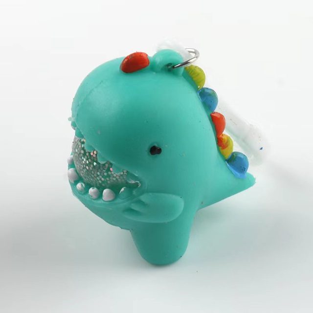 Teal Spike-Back Dino Squishy Keychain