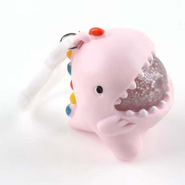 Pink Spike-Back Dino Squishy Keychain