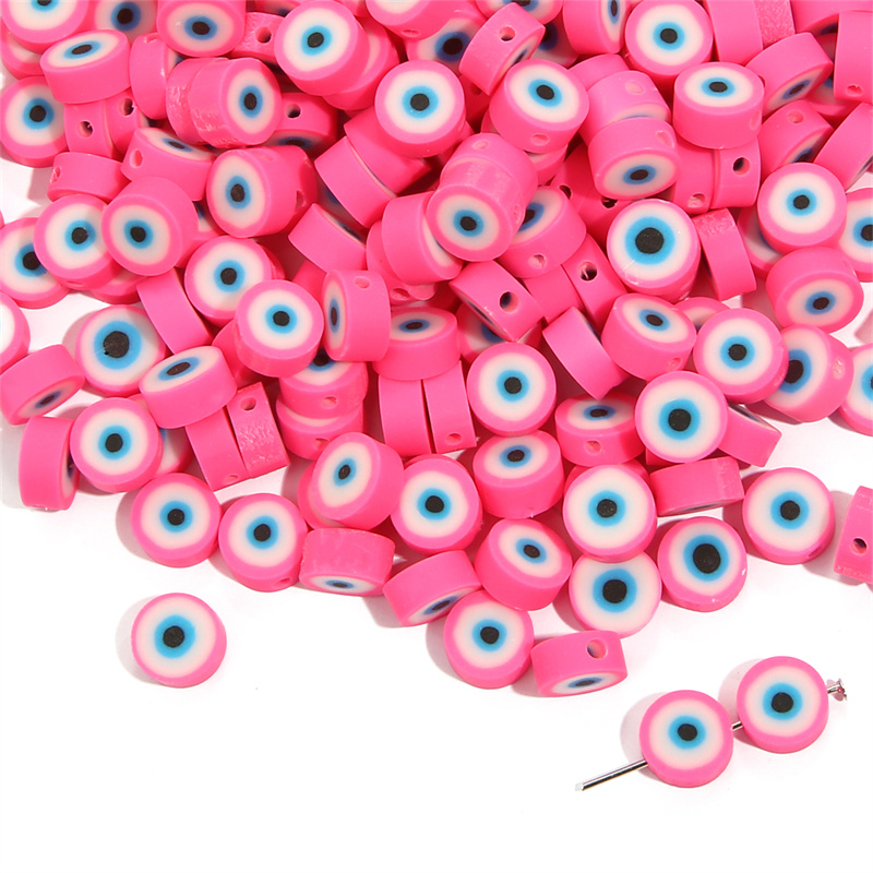 Evil Eye Polymer Clay Beads, White & Blue — photo 2