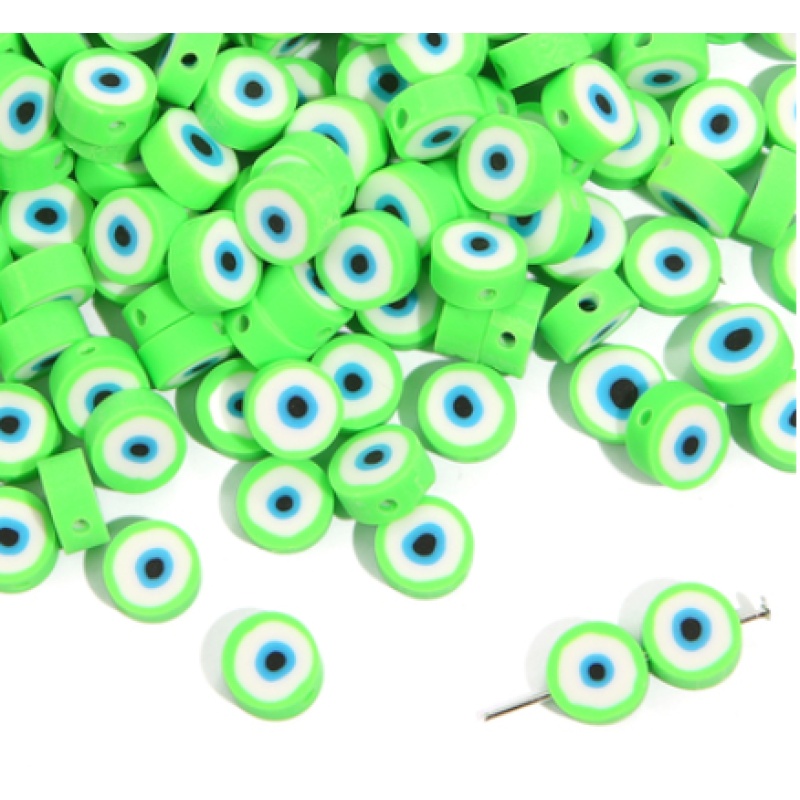 Evil Eye Polymer Clay Beads, White & Blue — photo 6