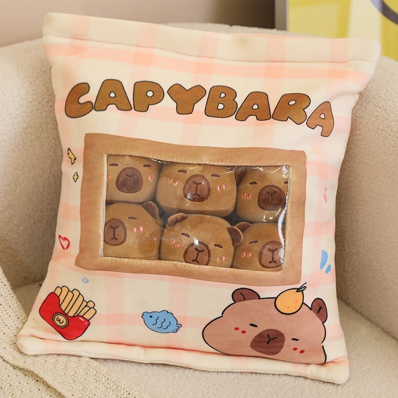 Bag-of-Capybaras Plush Pillow (6 Mini Plushies)