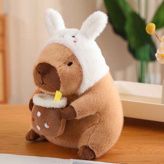 Capybara in Bunny Hood With Boba Plush โ photo 2
