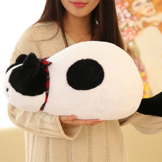 Cow-Spot Loaf Cat Plushie with Bow