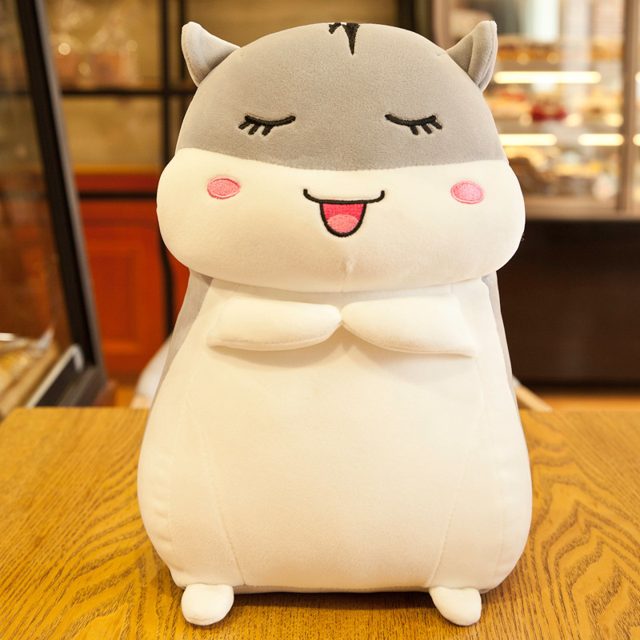 Grey Hamster Plush With Happy Smile