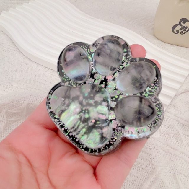 Glitter Resin Cat Paw Palm Piece (Silver Sparkle)