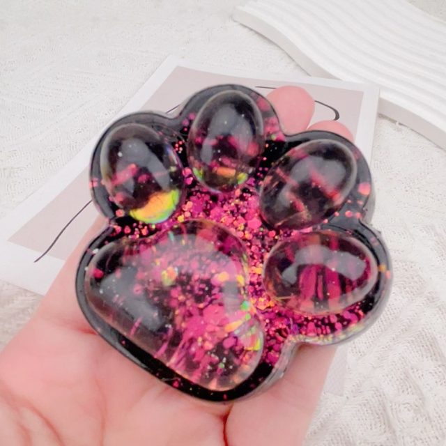 Glitter Resin Cat Paw Palm Piece (Pink Sparkle)