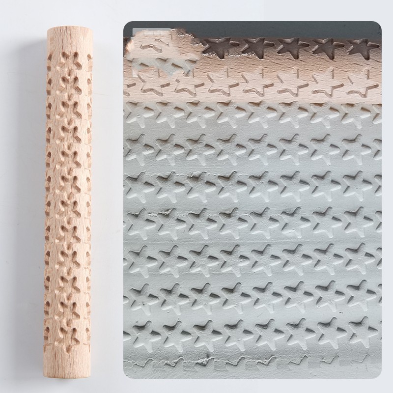 Snowflake Textured Wooden Embossing Rolling Pin โ photo 3