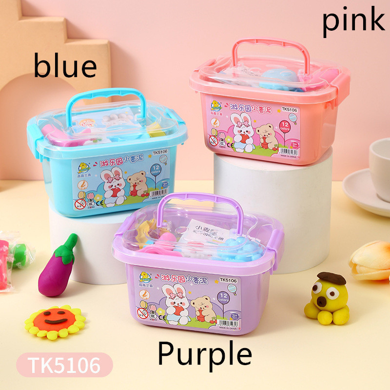 Kids 12-Color Air-Dry Clay Kit in Carry Box
