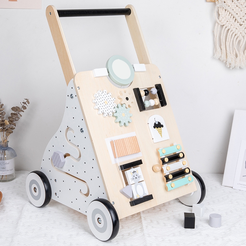 Wooden Activity Push Walker, Montessori Style