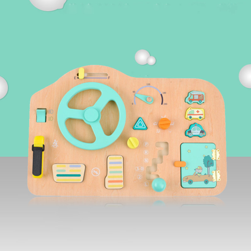 Wooden Driving Steering Wheel Activity Board