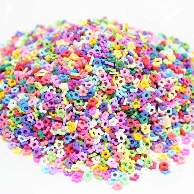 Rainbow Flower Polymer Clay Sprinkles, 100g