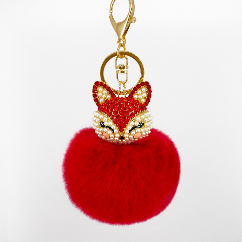 Fluffy Cat Rhinestone Pom Keychain — photo 5