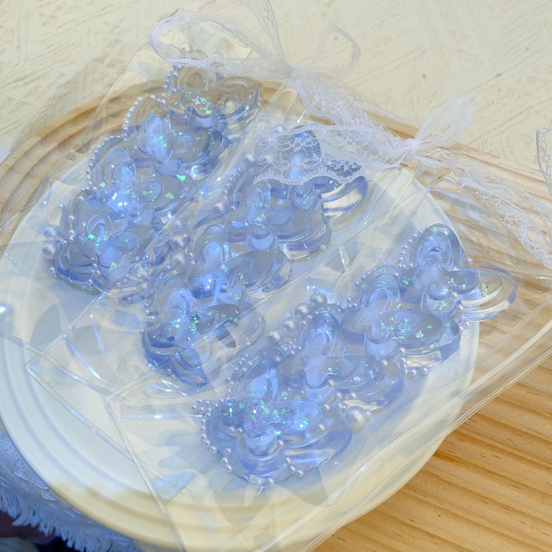Iridescent Jelly Butterfly Squishy Clips