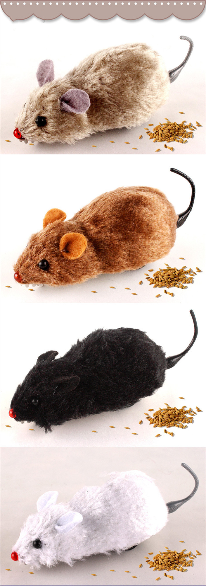Wind-Up Running Mouse Plush Prank Toy