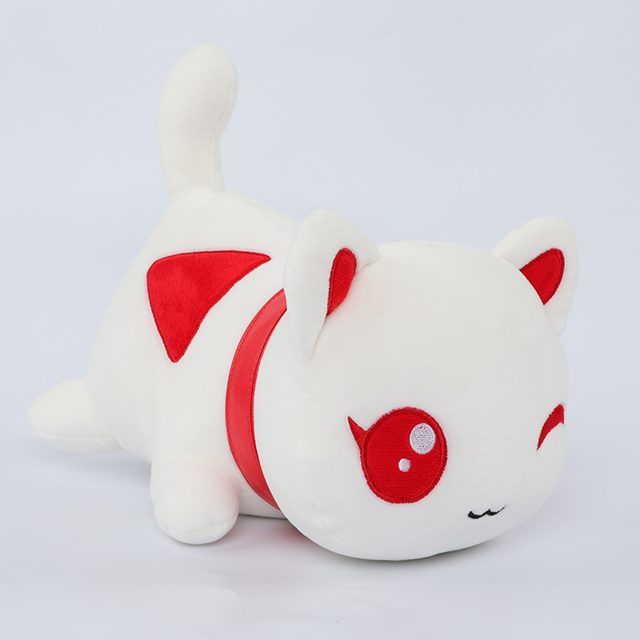 Winking Red-and-White Loaf Cat Plush 25cm