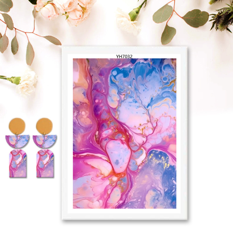 Marbled Polymer Clay Statement Earrings