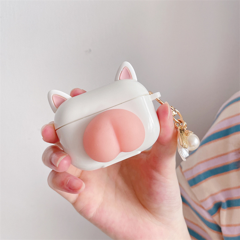 Cat Ear Squishy Peach Charm Earbud Case โ photo 2
