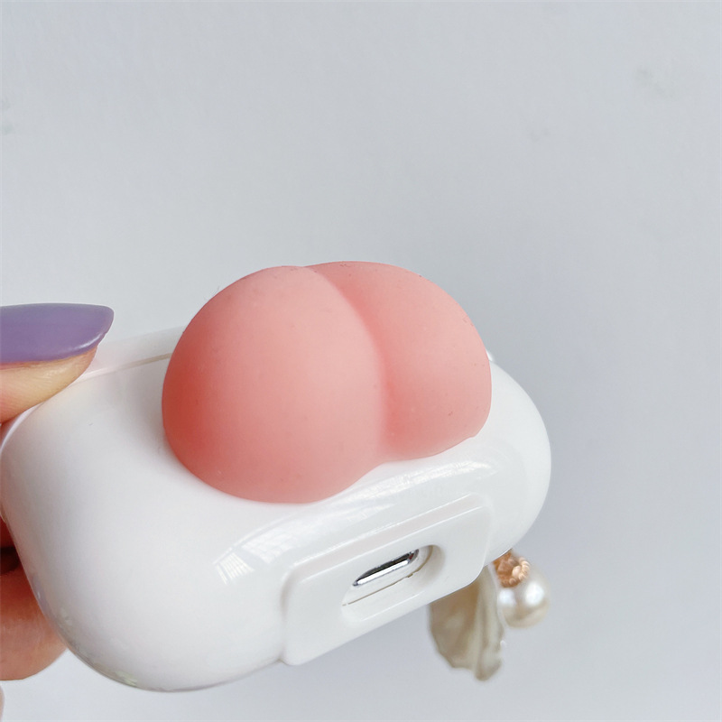 Cat Ear Squishy Peach Charm Earbud Case โ photo 4