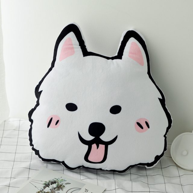 Samoyed Smiley Face Cushion Pillow