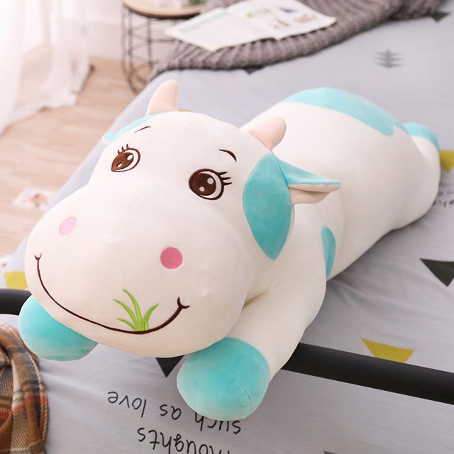 Long Snuggle Cow Body Pillow, Blue 140cm