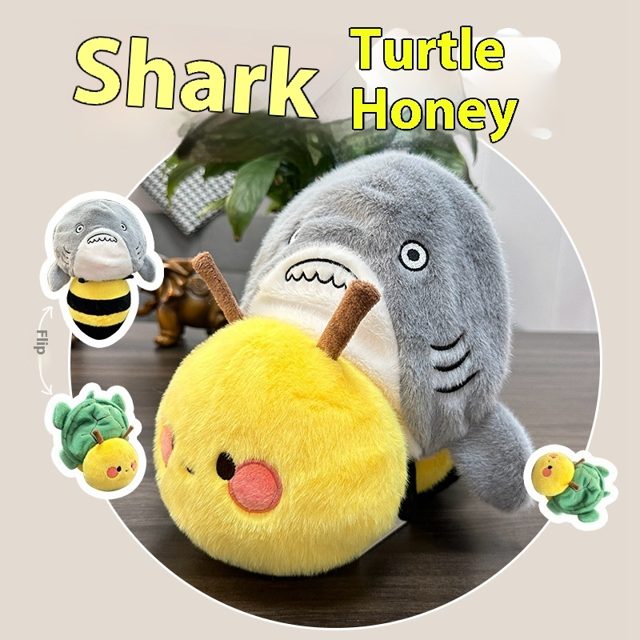 Reversible Shark & Bee Flip Plush 18cm