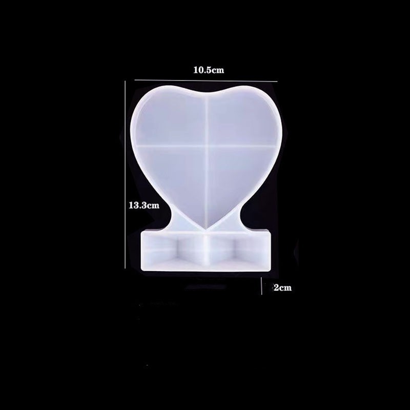 Double Heart Silicone Resin Mold with Stand