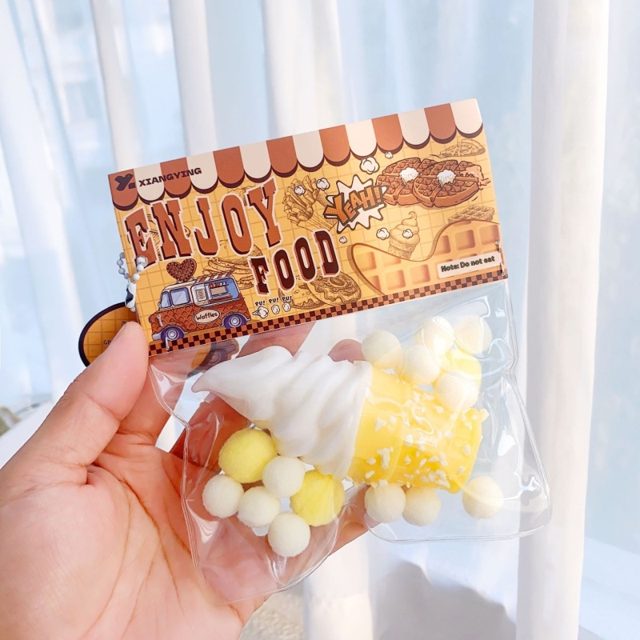Banana Swirl Soft-Serve Squishy Keychain