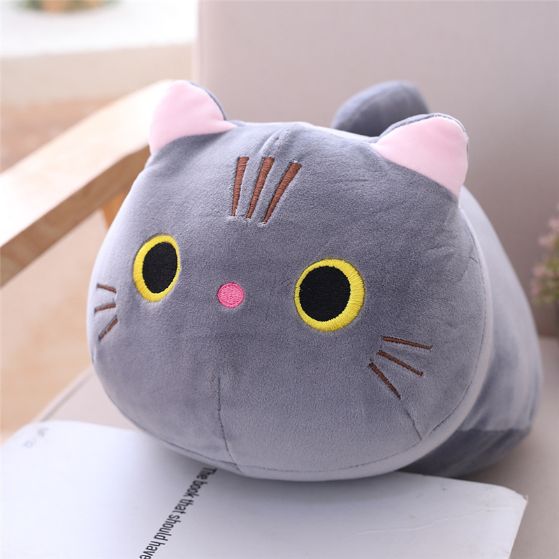 Chubby Grey Cat Plush Pillow