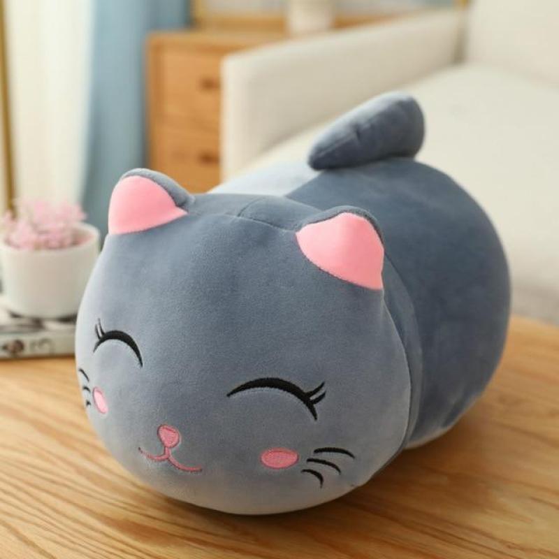 Chubby Grey Cat Plush Pillow โ photo 6